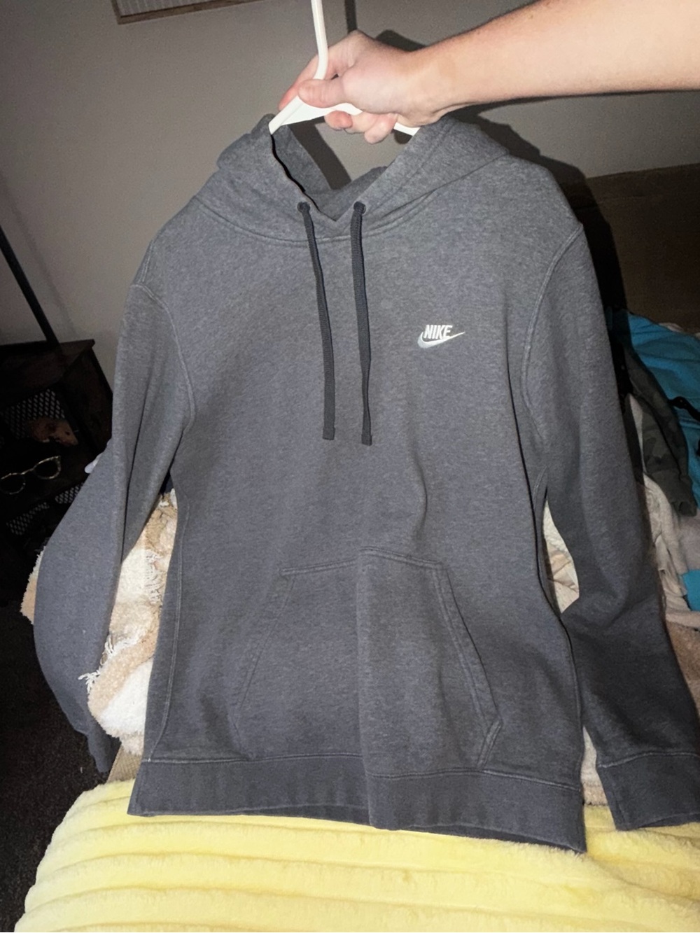 Nike Charcoal Gray Pullover Hoodie with Small White Logo